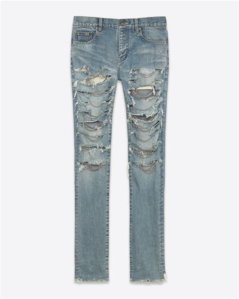 ysl distressed chain embellish denim|ysl jeans for women.